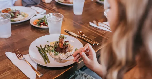 customer enjoying her meal