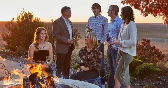 group around the fire